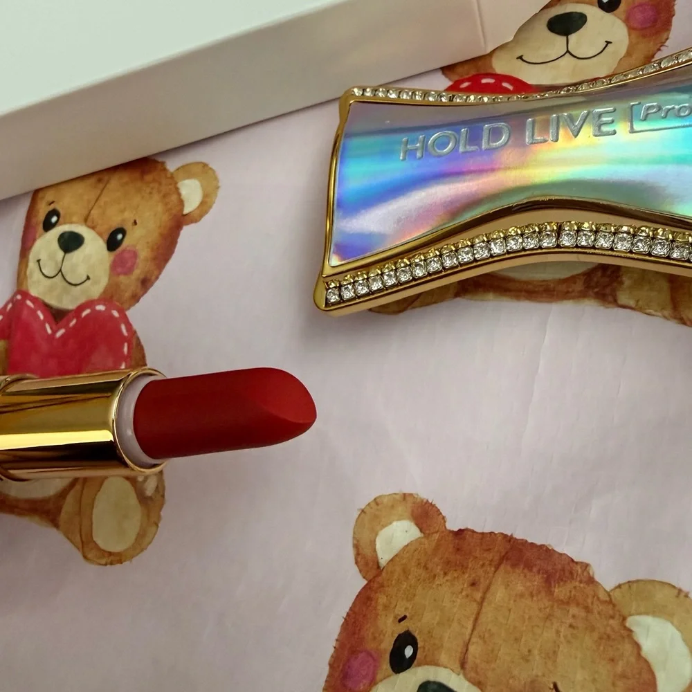 Classic Red Lipstick in Gorgeous Iridescent Silver and Gold Packaging